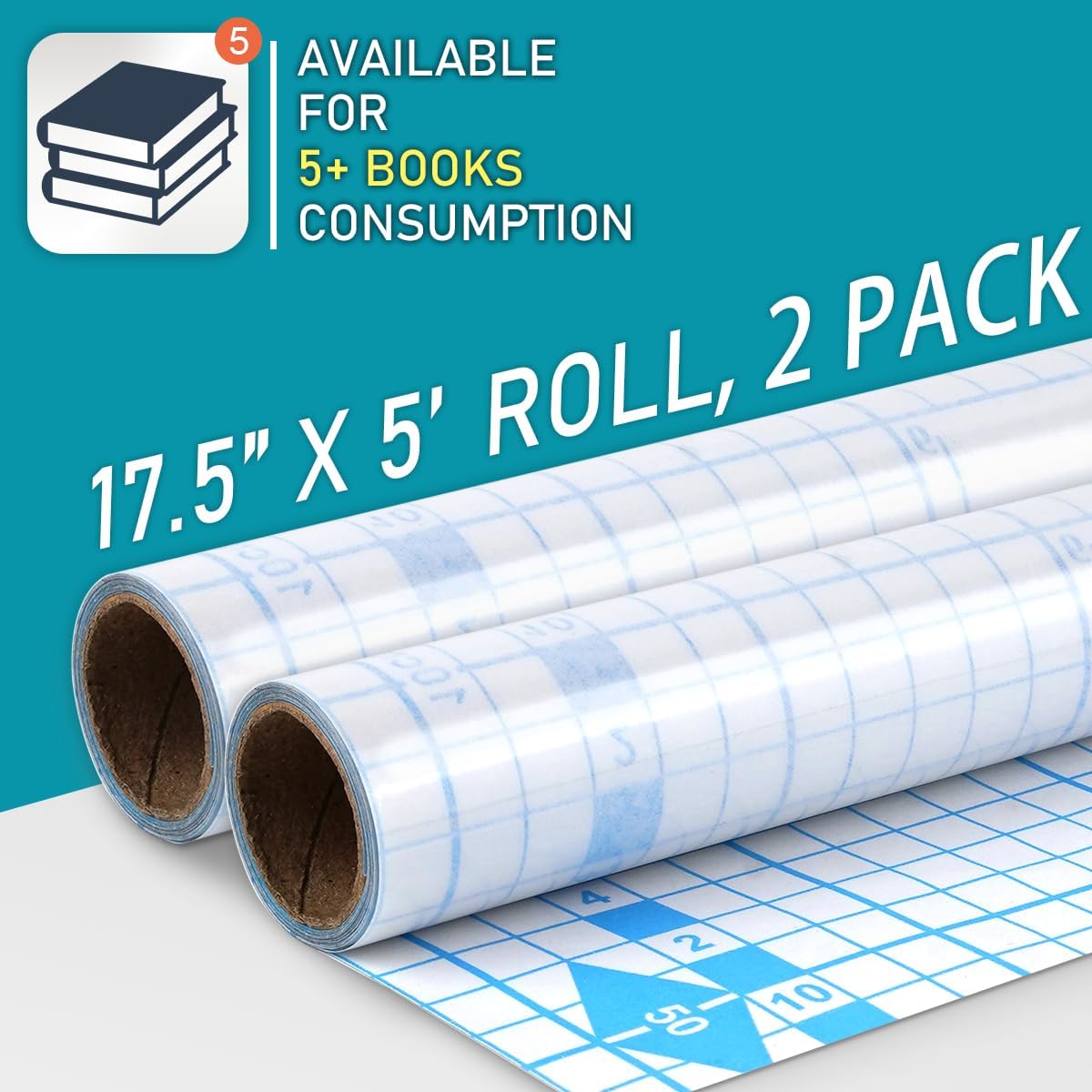 2 Pack Clear Contact Paper Roll, 17.5in x 5ft Clear Self Adhesive
