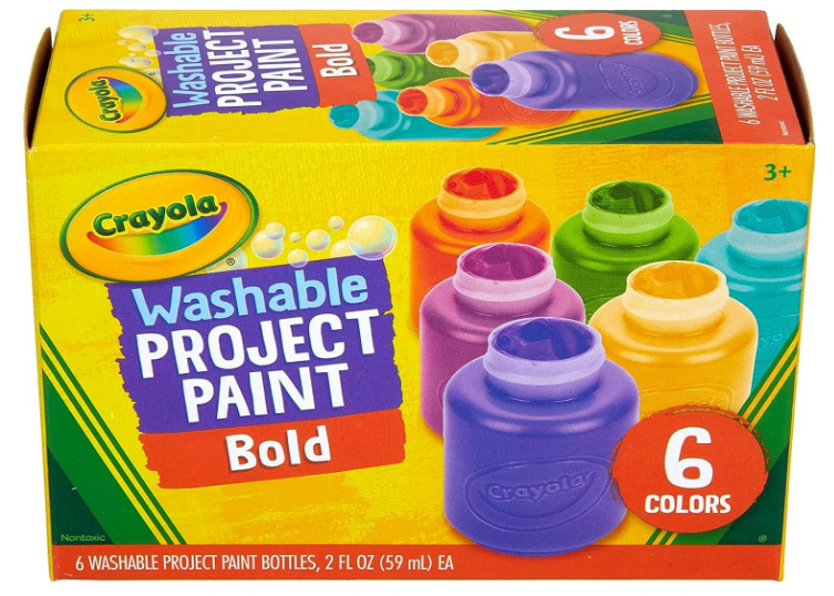 Crayola Washable Project Paint, Bold, 6 Colors, 2 oz. each