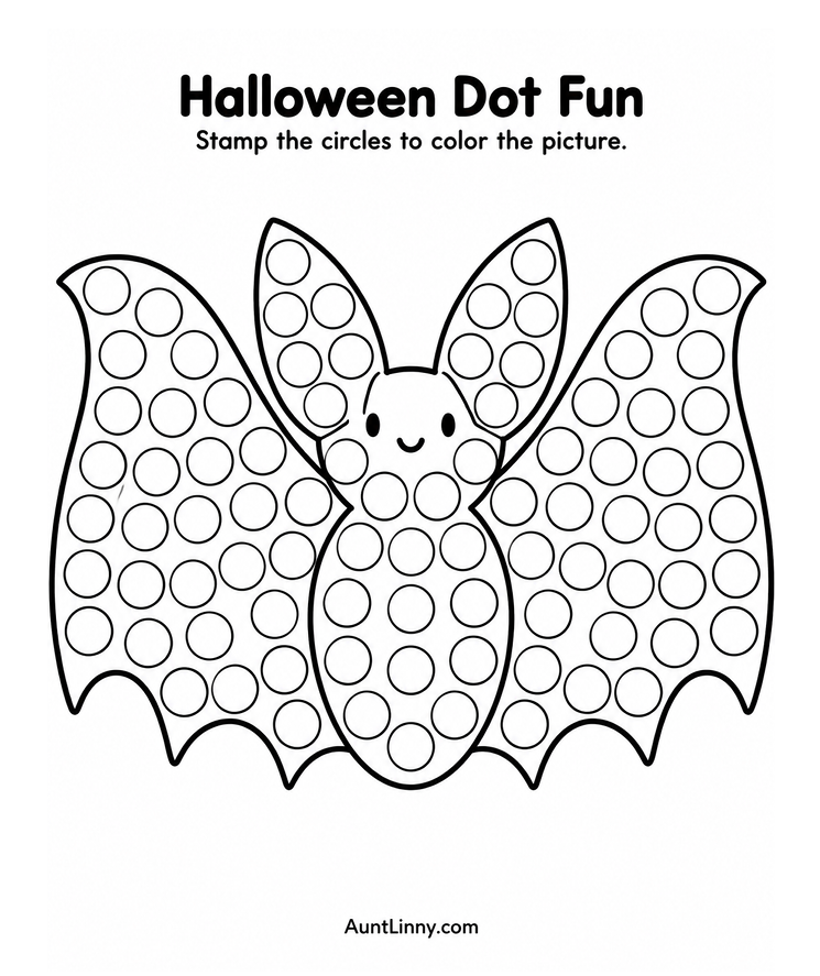 Halloween bat for dot markers for preschoolers - Free Printable