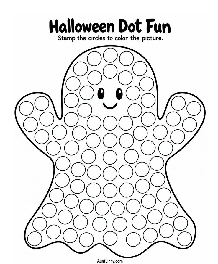 Halloween ghost for dot markers for preschoolers - Free Printable