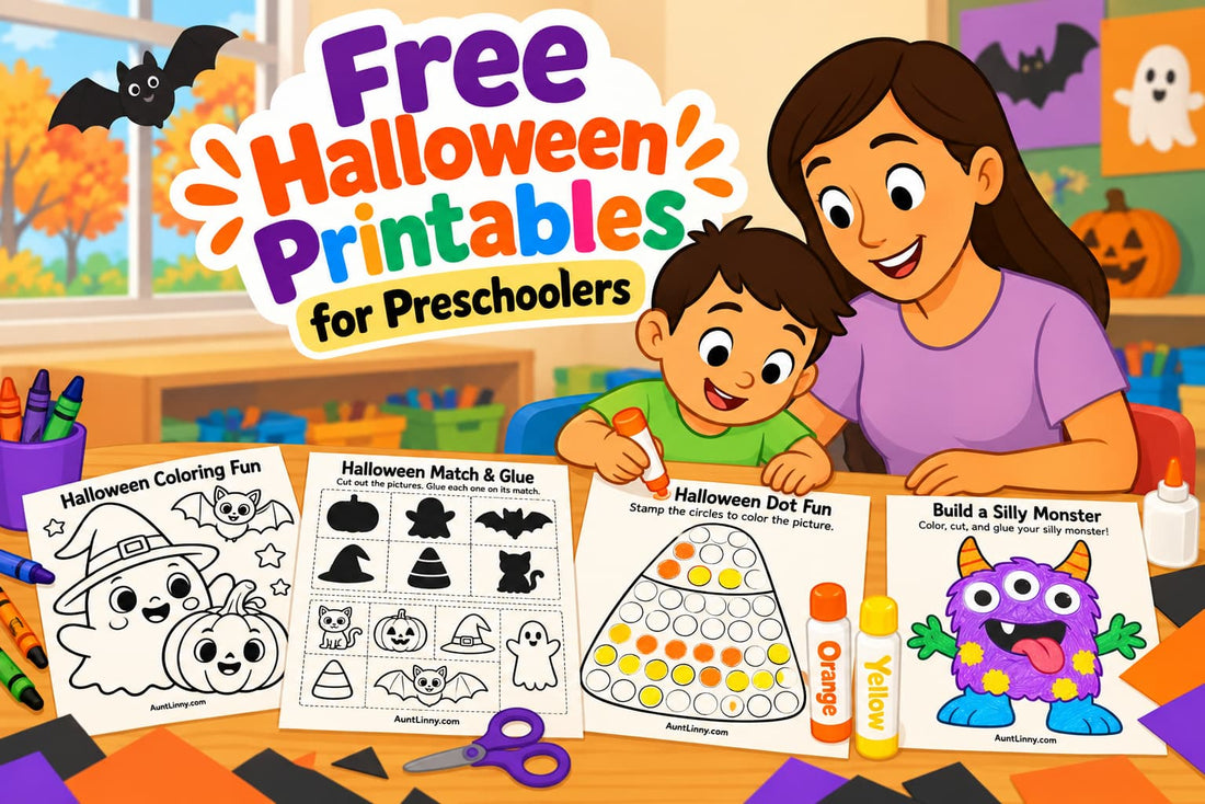 Free Halloween printables for preschoolers with coloring and learning activities