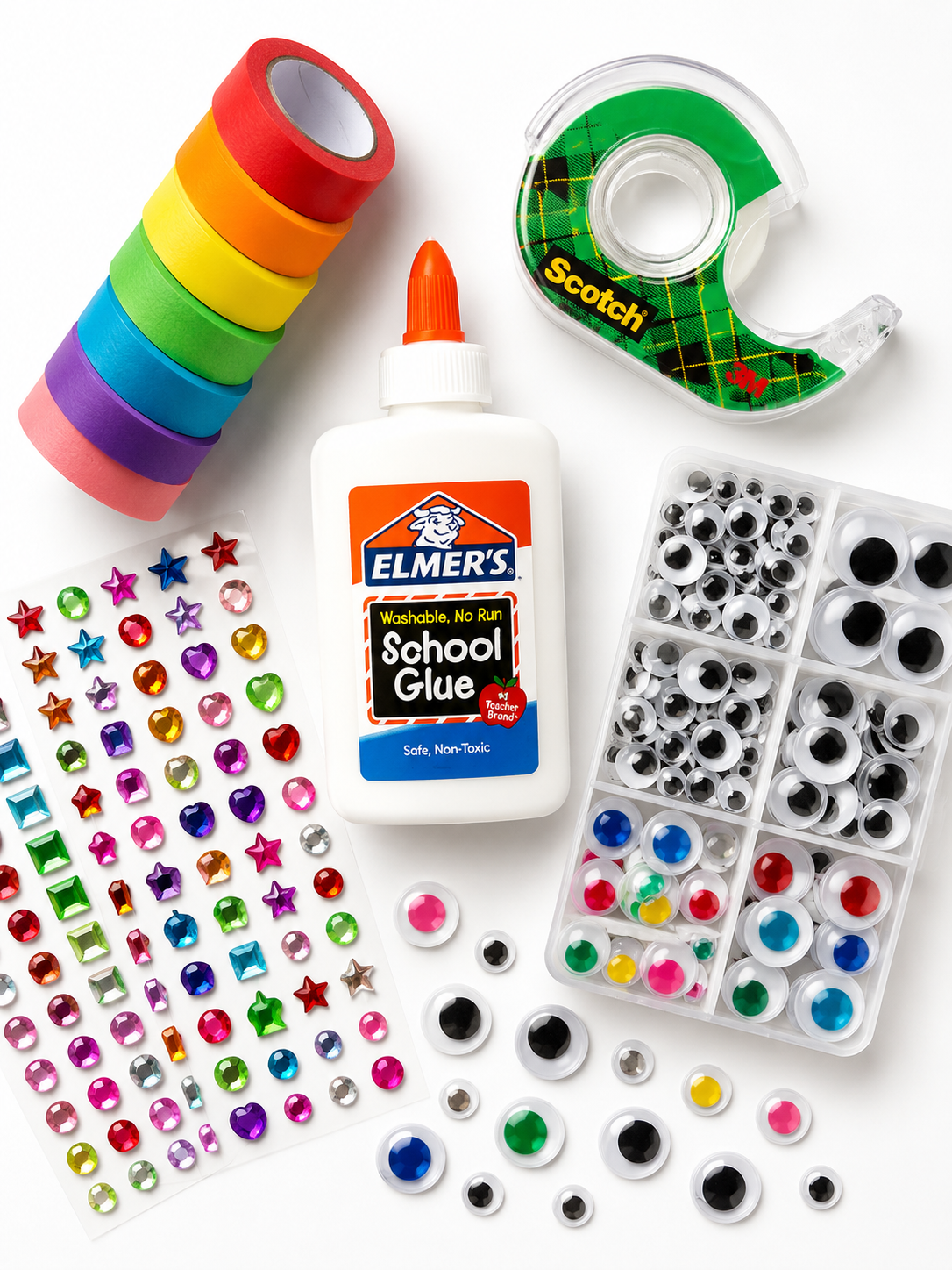 Tape, Glue, Stickers, Gems, Googly Eyes