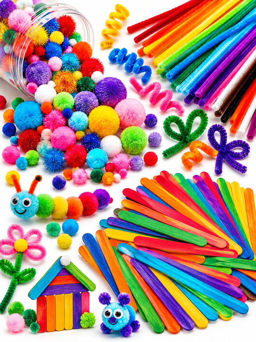 Pompoms, Pipe Cleaners & Popsicle Sticks