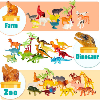 Animal Figures, Small, 5 Themed Sets for Sensory Bins, 69 pieces