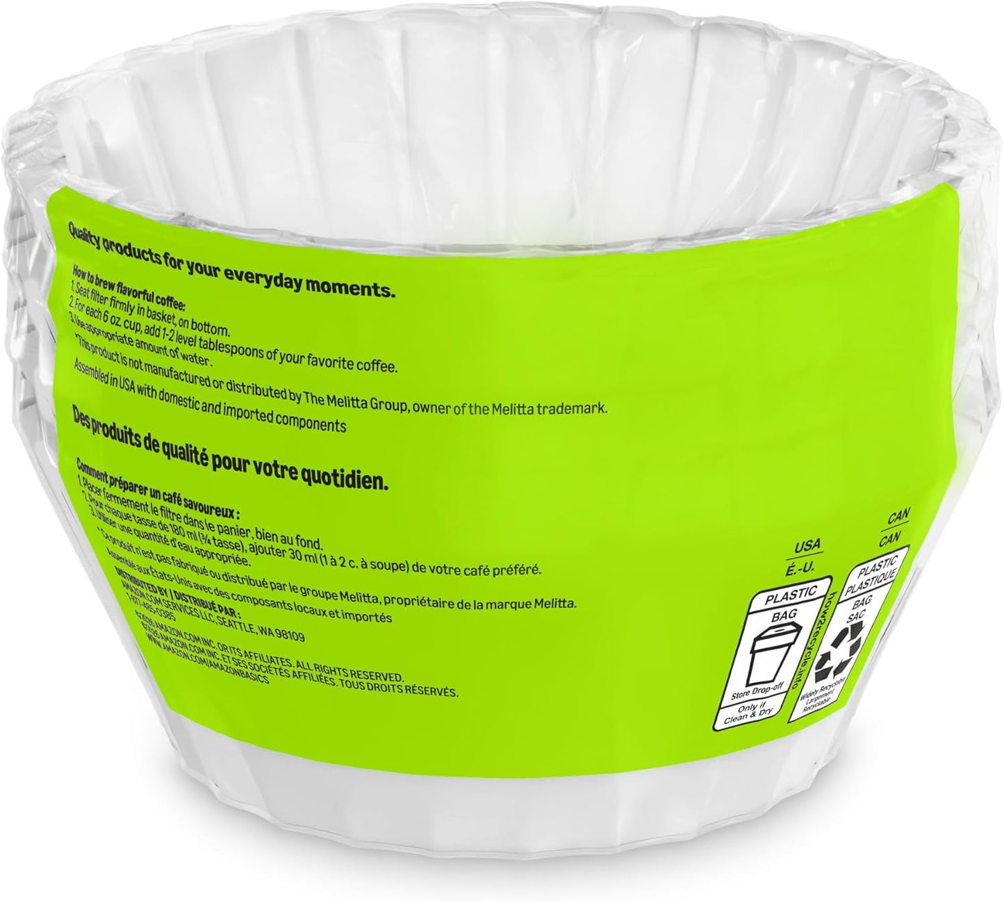 Amazon Basics Basket Coffee Filters, White, 200 Count
