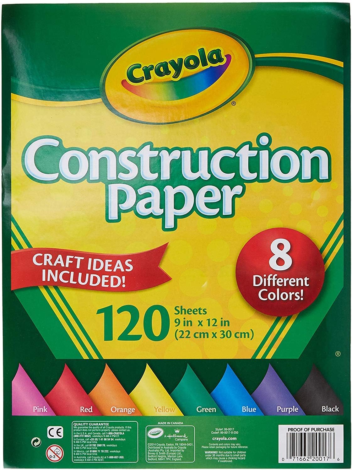 Crayola Construction Paper, 8 colors, 120 sheets