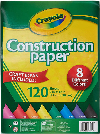Crayola Construction Paper, 8 colors, 120 sheets