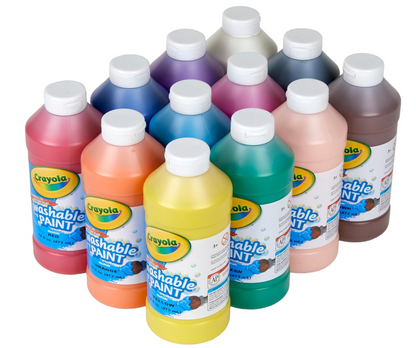 Crayola Classic Washable Project Paint, 12 colors, 16 oz each