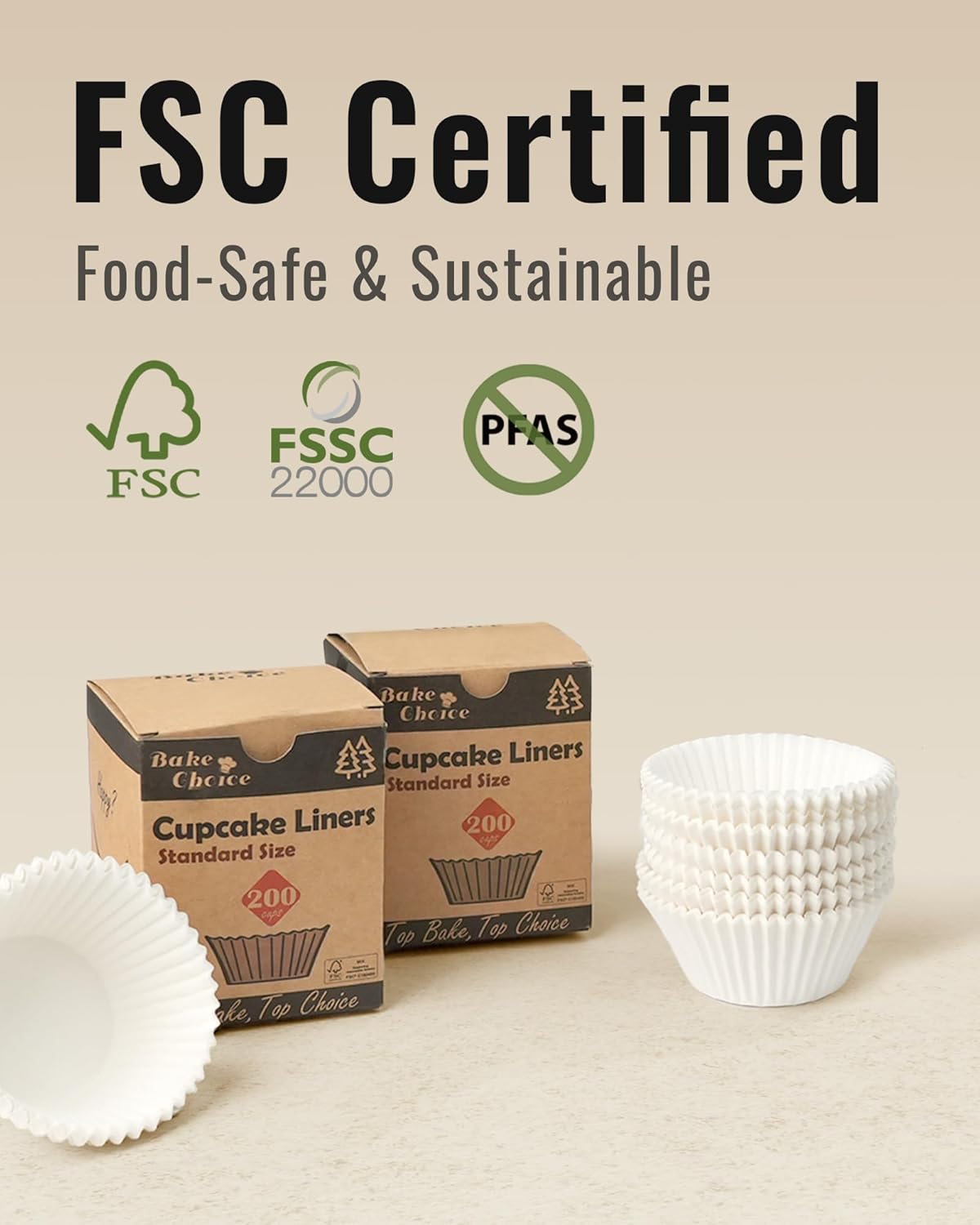 Standard White Cupcake Liners 200 count