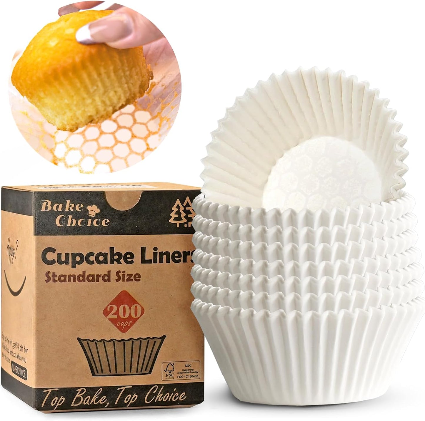 Standard White Cupcake Liners 200 count