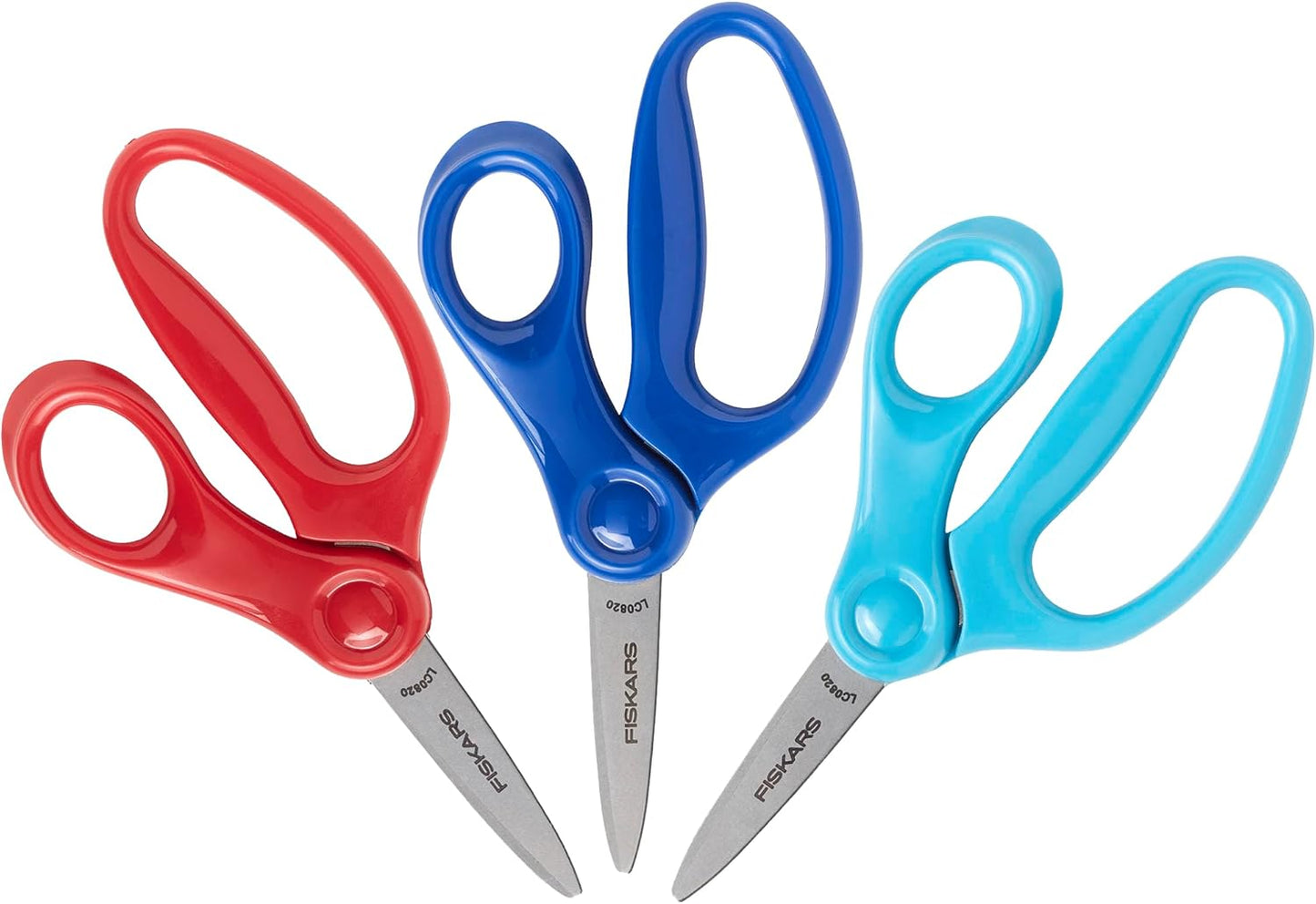 Fiskars 5" Pointed-Tip Scissors for Kids 4-7 (3-Pack) - Red, Blue, Turquoise