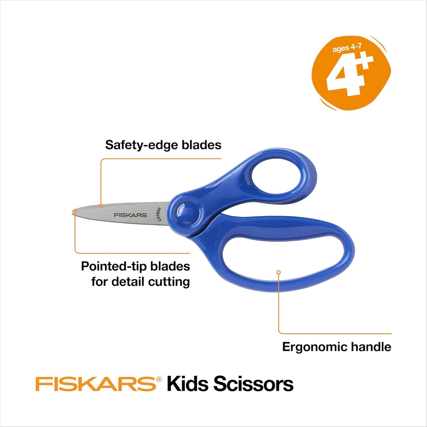 Fiskars 5" Pointed-Tip Scissors for Kids 4-7 (3-Pack) - Red, Blue, Turquoise