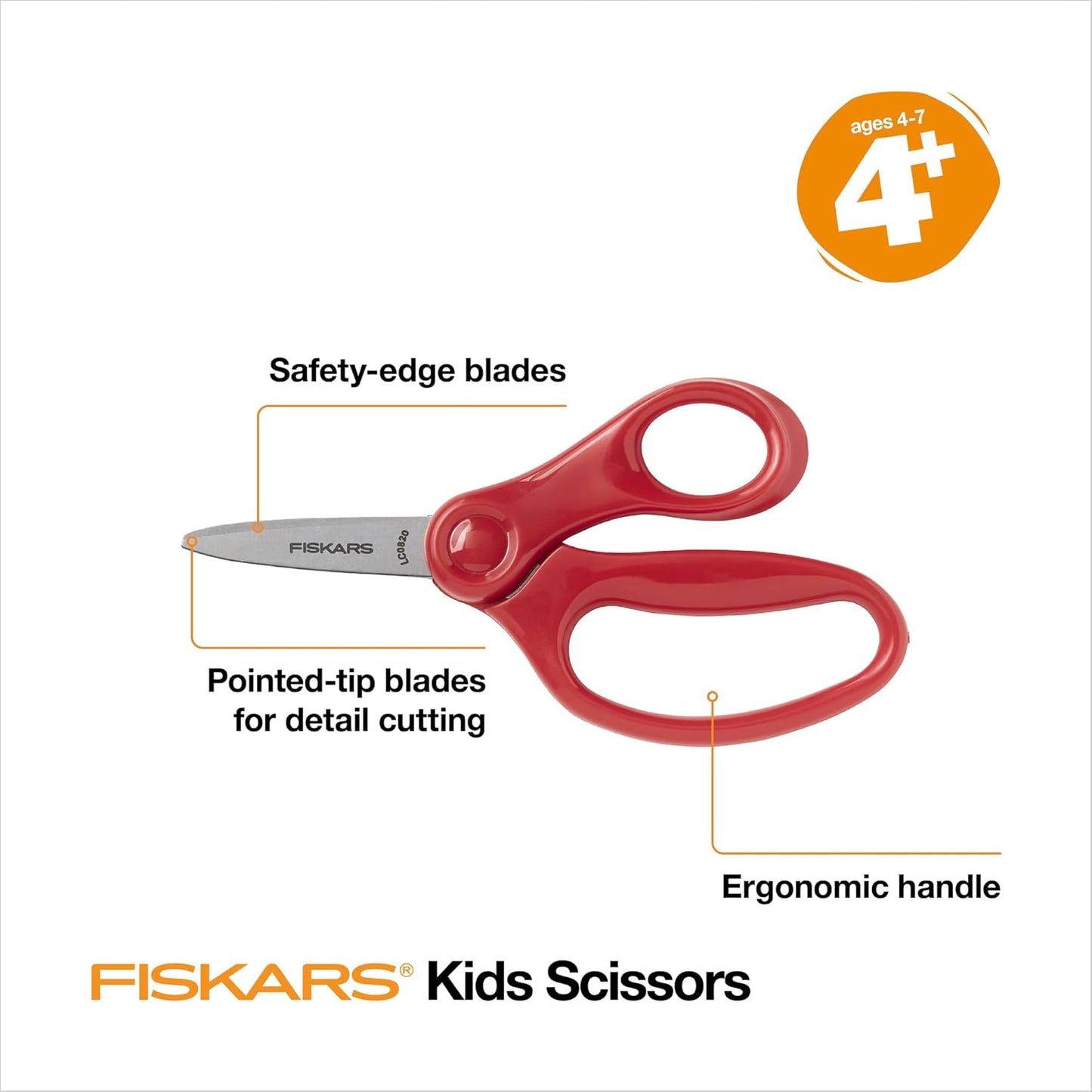Fiskars 5" Pointed-Tip Scissors for Kids 4-7 (3-Pack) - Red, Blue, Turquoise