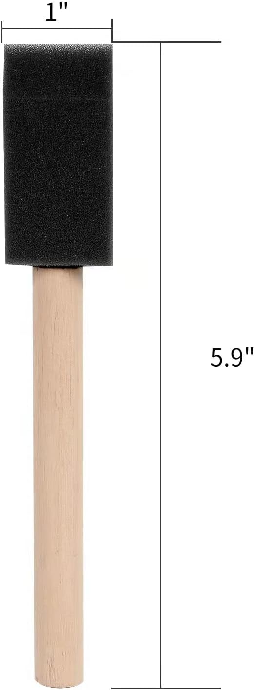 12 Pcs Foam Paint Brushes, 1 Inch with Wood Handle