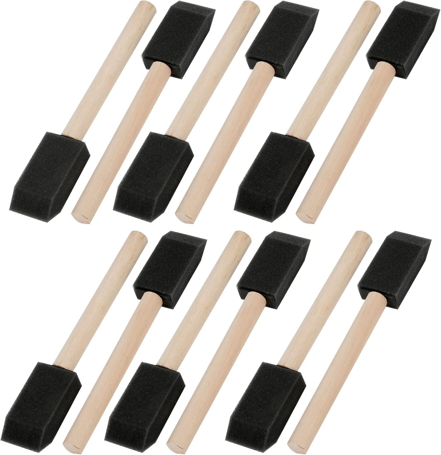 12 Pcs Foam Paint Brushes, 1 Inch with Wood Handle