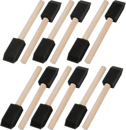 12 Pcs Foam Paint Brushes, 1 Inch with Wood Handle