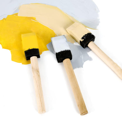 12 Pcs Foam Paint Brushes, 1 Inch with Wood Handle