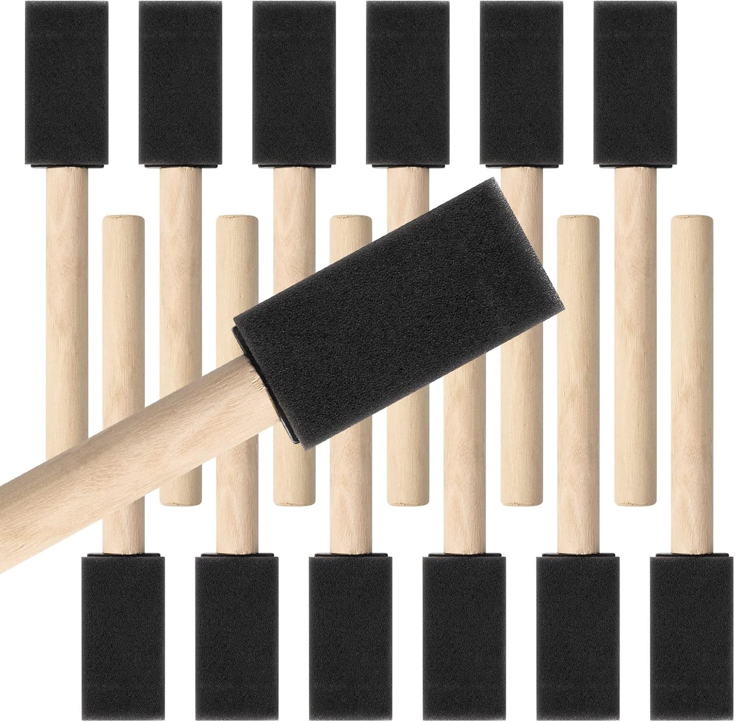 12 Pcs Foam Paint Brushes, 1 Inch with Wood Handle