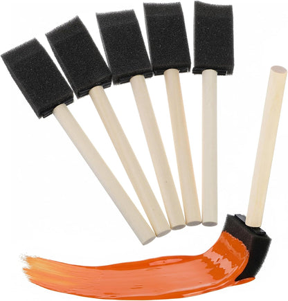 5 Pcs Foam Paint Brushes, 1 Inch with Wood Handle