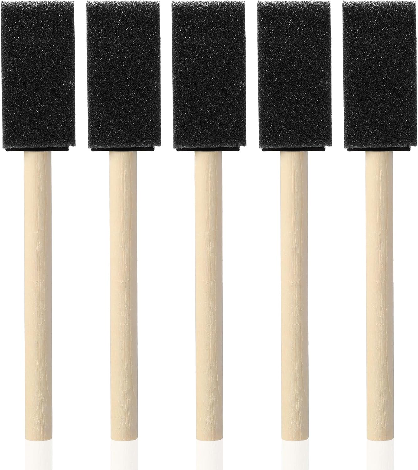 5 Pcs Foam Paint Brushes, 1 Inch with Wood Handle