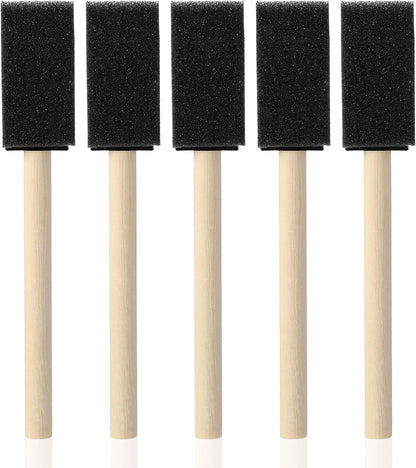 5 Pcs Foam Paint Brushes, 1 Inch with Wood Handle