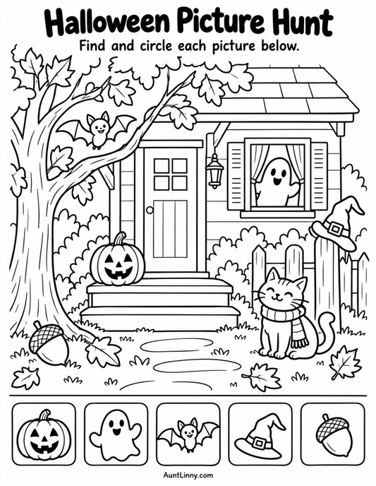 Halloween printable - find the object for preschoolers - Free Printable