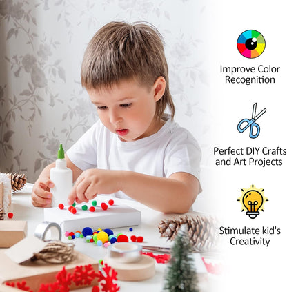 Pompoms, 900 pieces, multiple sizes
