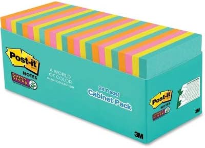 Post-it Super Sticky Neon Color Notes, 24 Sticky Note Pads, 3 x 3 in.
