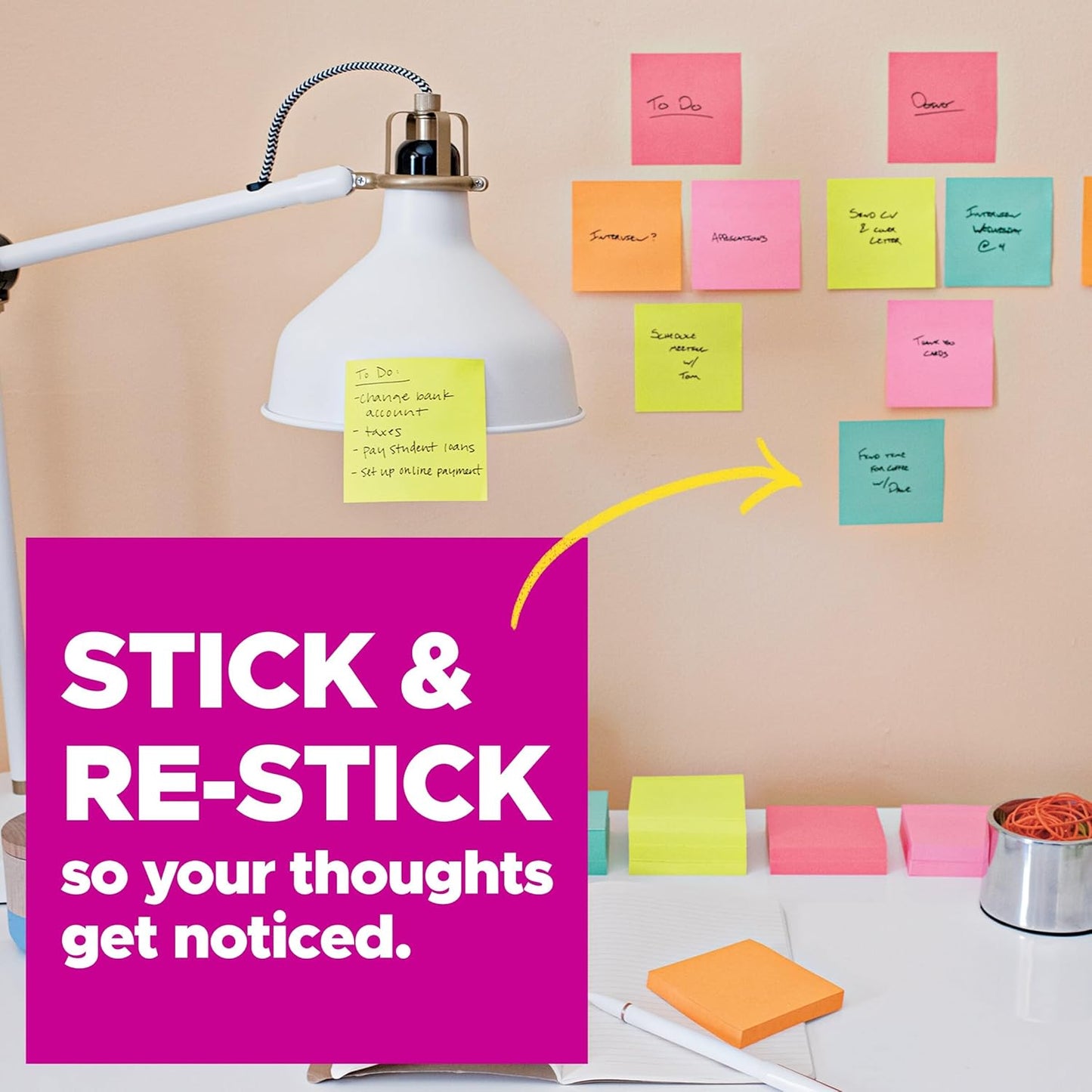 Post-it Super Sticky Neon Color Notes, 24 Sticky Note Pads, 3 x 3 in.