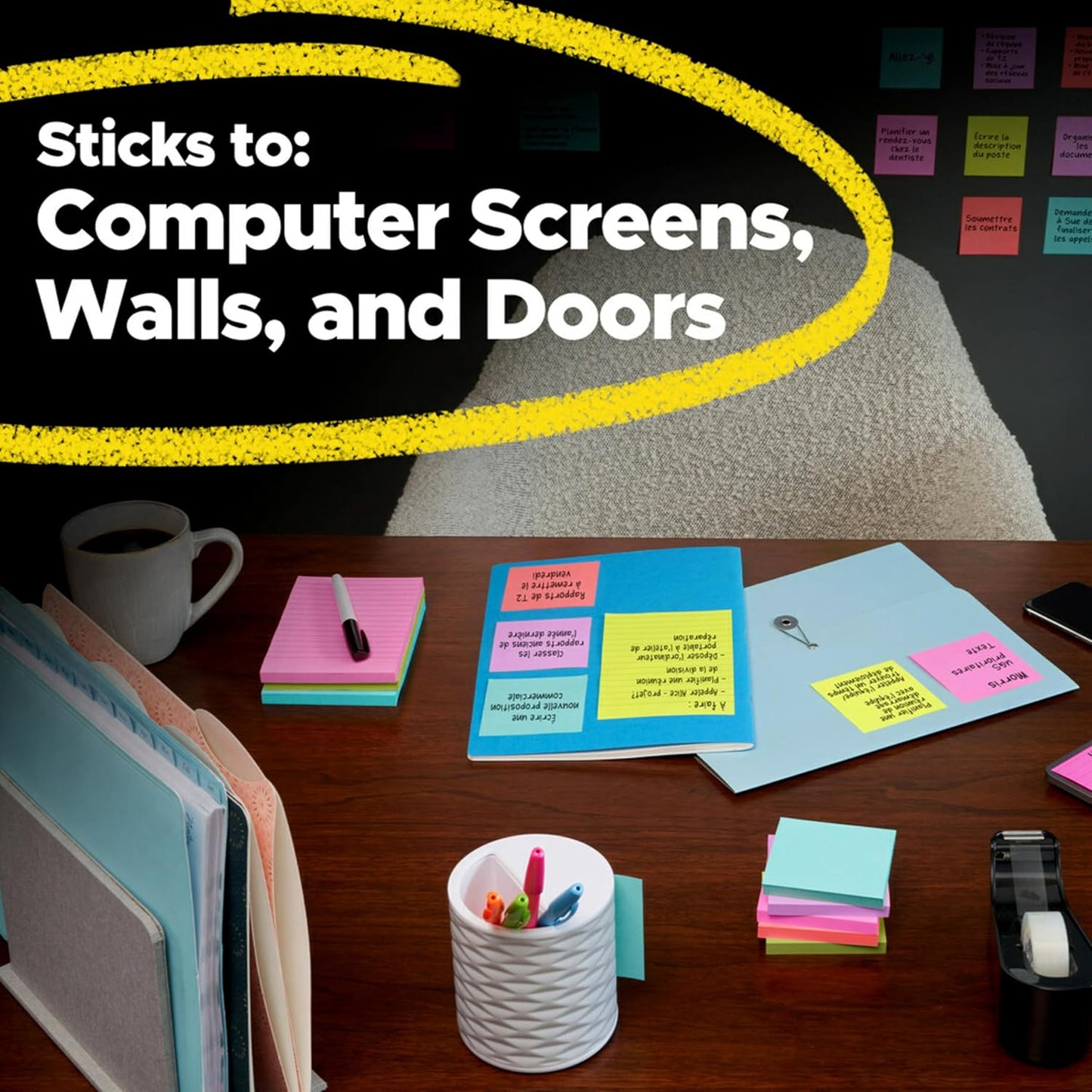 Post-it Super Sticky Neon Color Notes, 24 Sticky Note Pads, 3 x 3 in.
