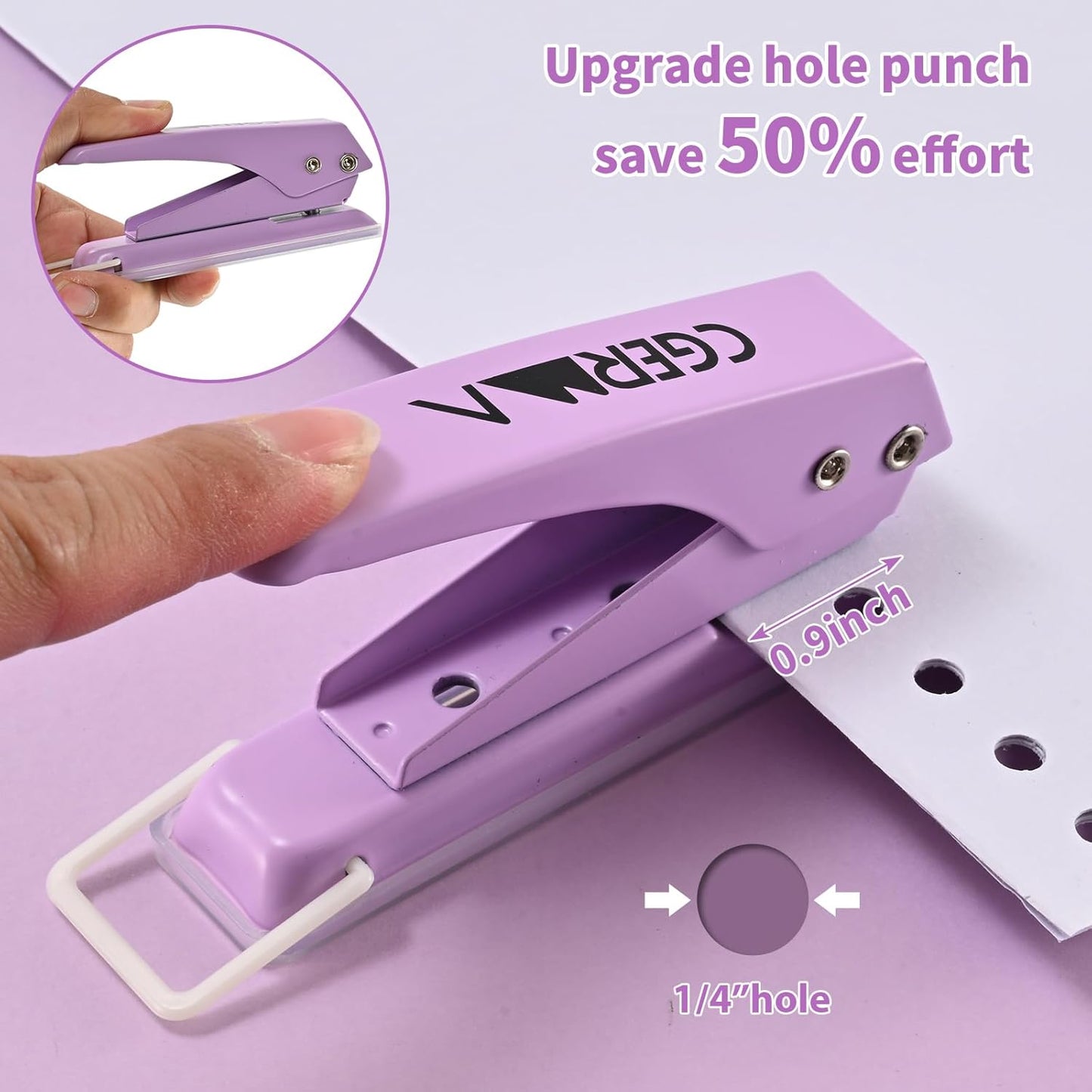 Single Hole Puncher, 1/4" Hole, 50% Labor Savings, up to 15 Sheet Capacity