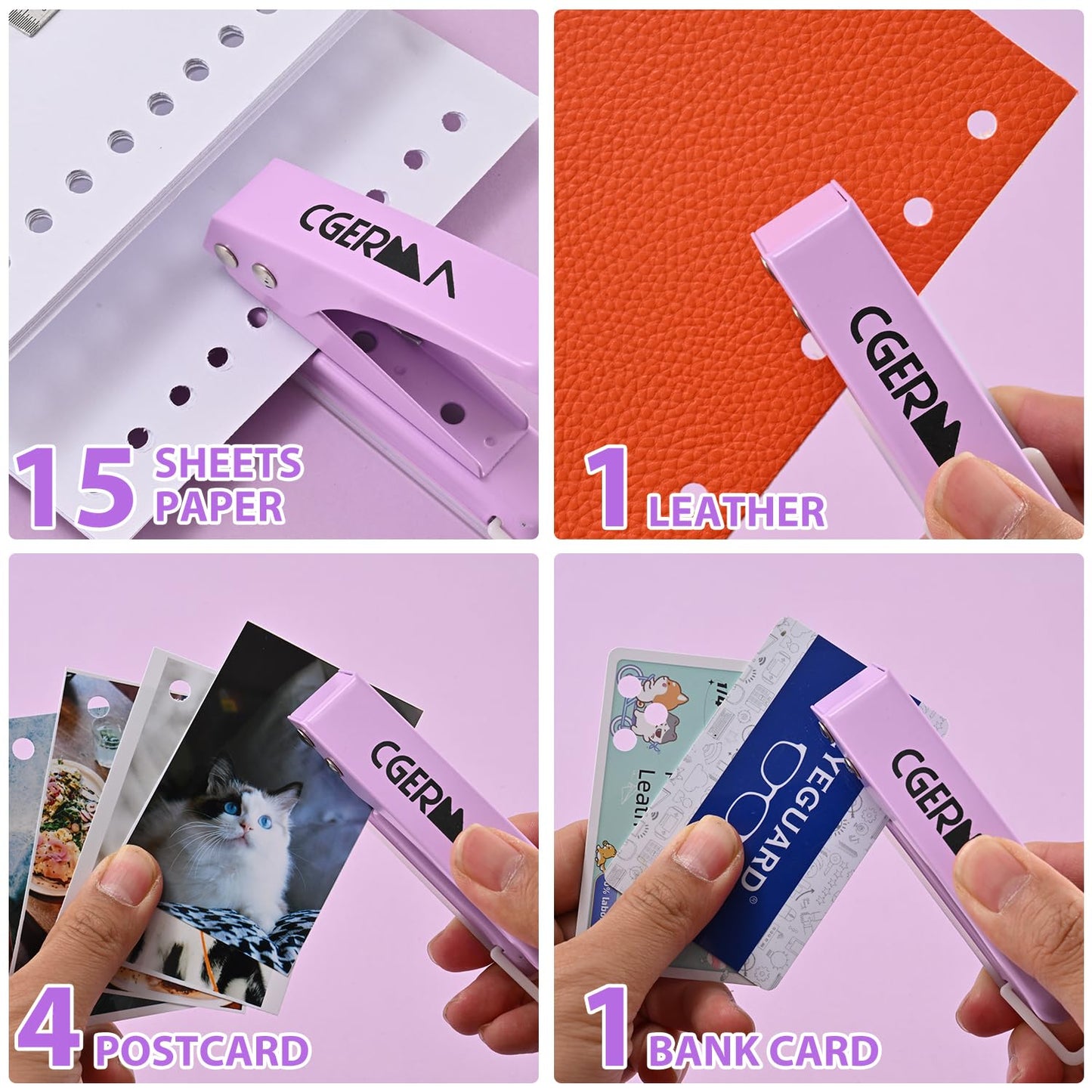 Single Hole Puncher, 1/4" Hole, 50% Labor Savings, up to 15 Sheet Capacity