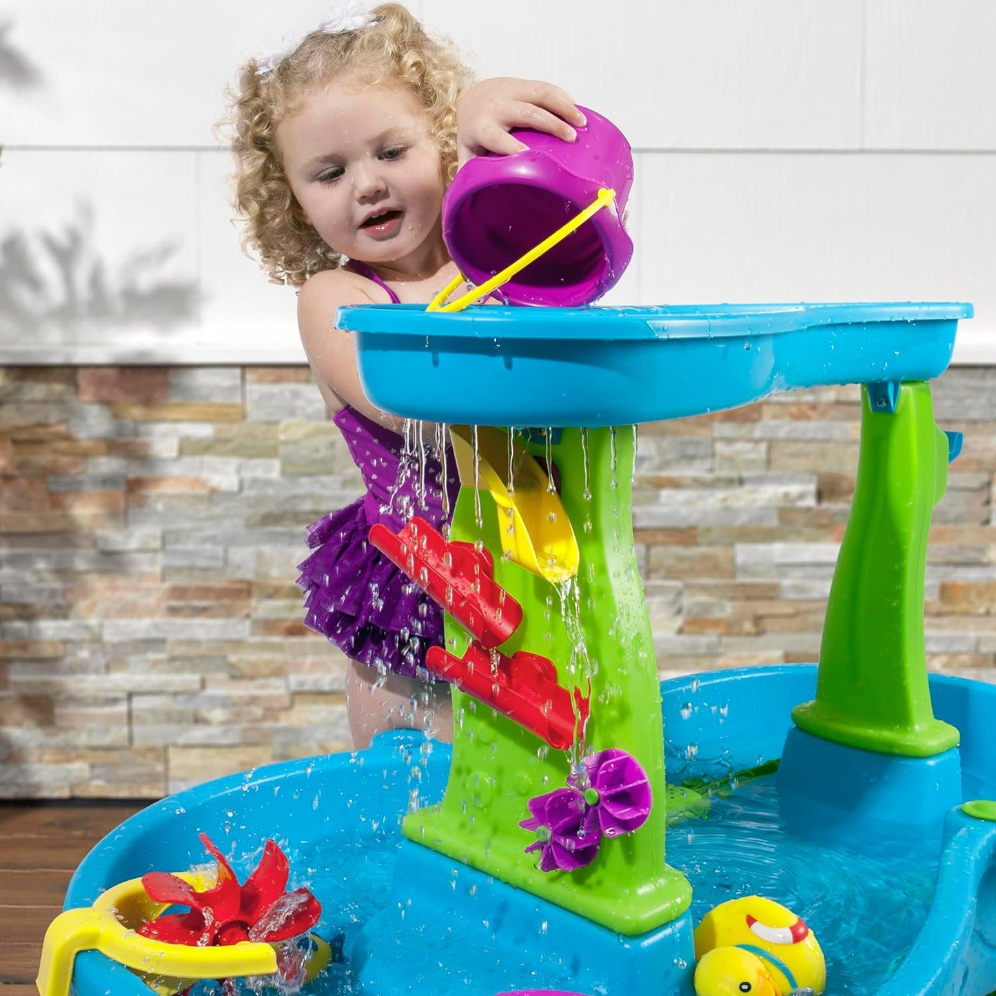 Step2 Rain Showers Splash Pond Water Table with 13 Piece Water Toy Accessories