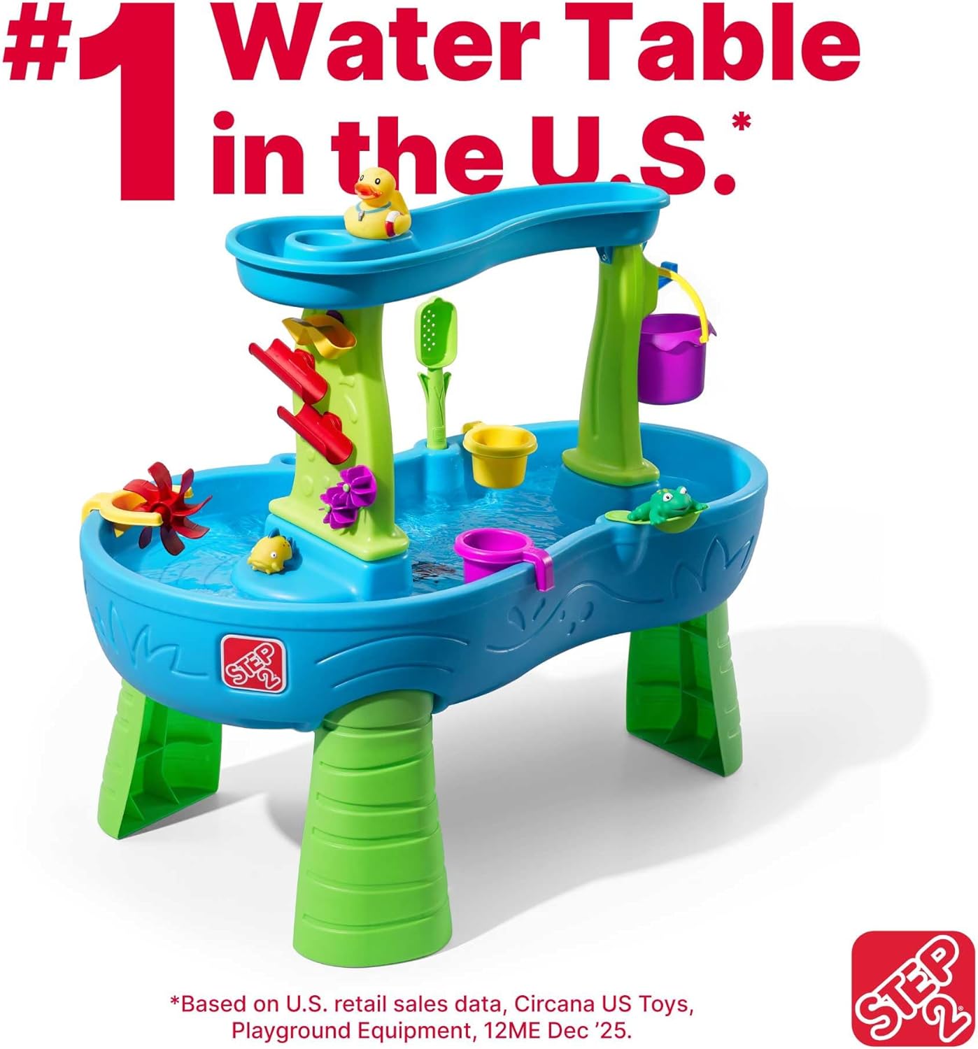 Step2 Rain Showers Splash Pond Water Table with 13 Piece Water Toy Accessories