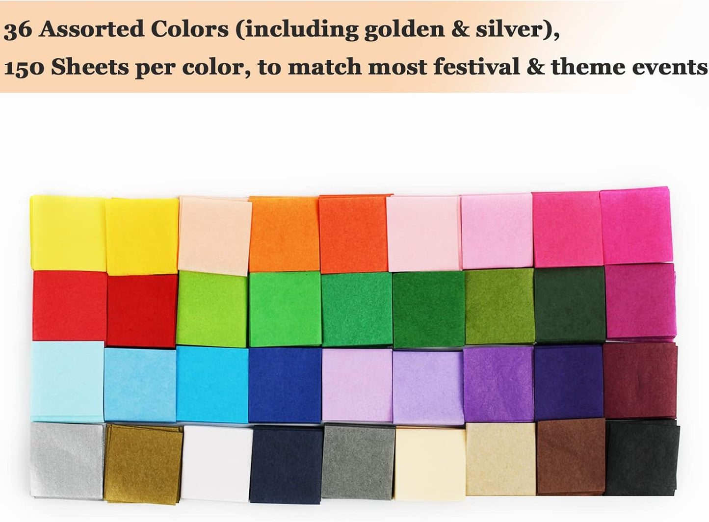 5400 Pcs 1 Inch Cut Tissue Paper Squares, 36 Assorted Colors