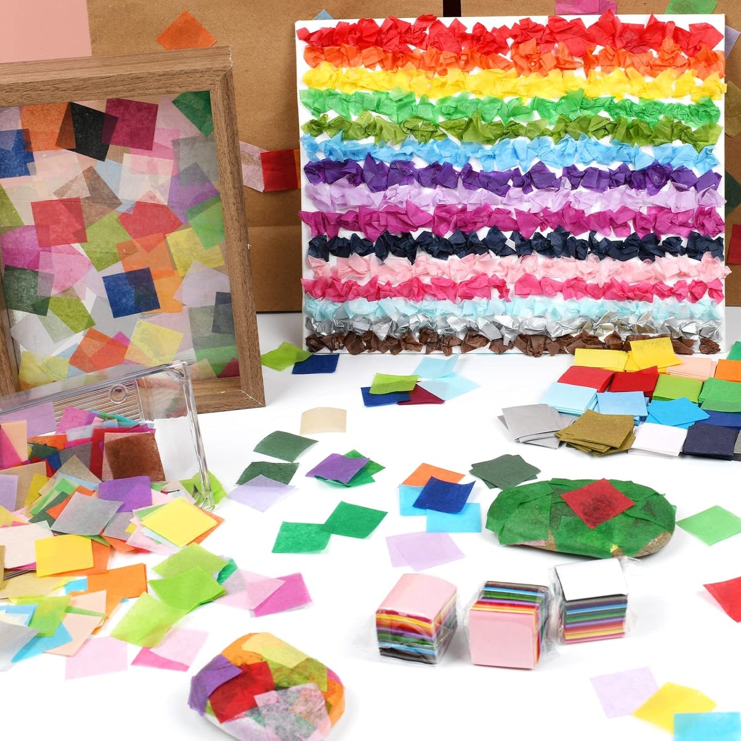 5400 Pcs 1 Inch Cut Tissue Paper Squares, 36 Assorted Colors