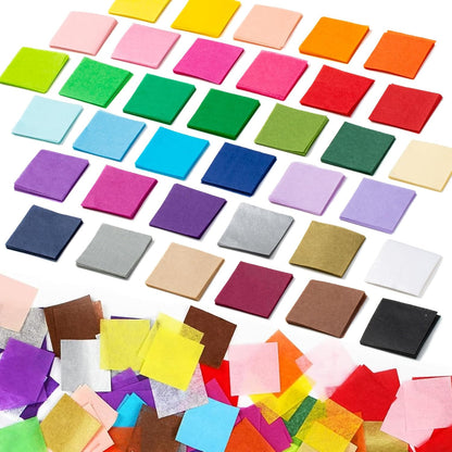 5400 Pcs 1 Inch Cut Tissue Paper Squares, 36 Assorted Colors