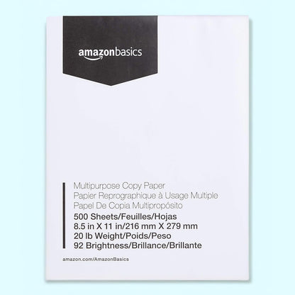 Multipurpose Copy Printer Paper, 8.5 x 11 Inches, Bright, White, 1 Ream (500 Sheets)
