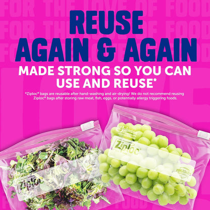 Ziploc Quart Food Storage Slider Bags, 42 Count